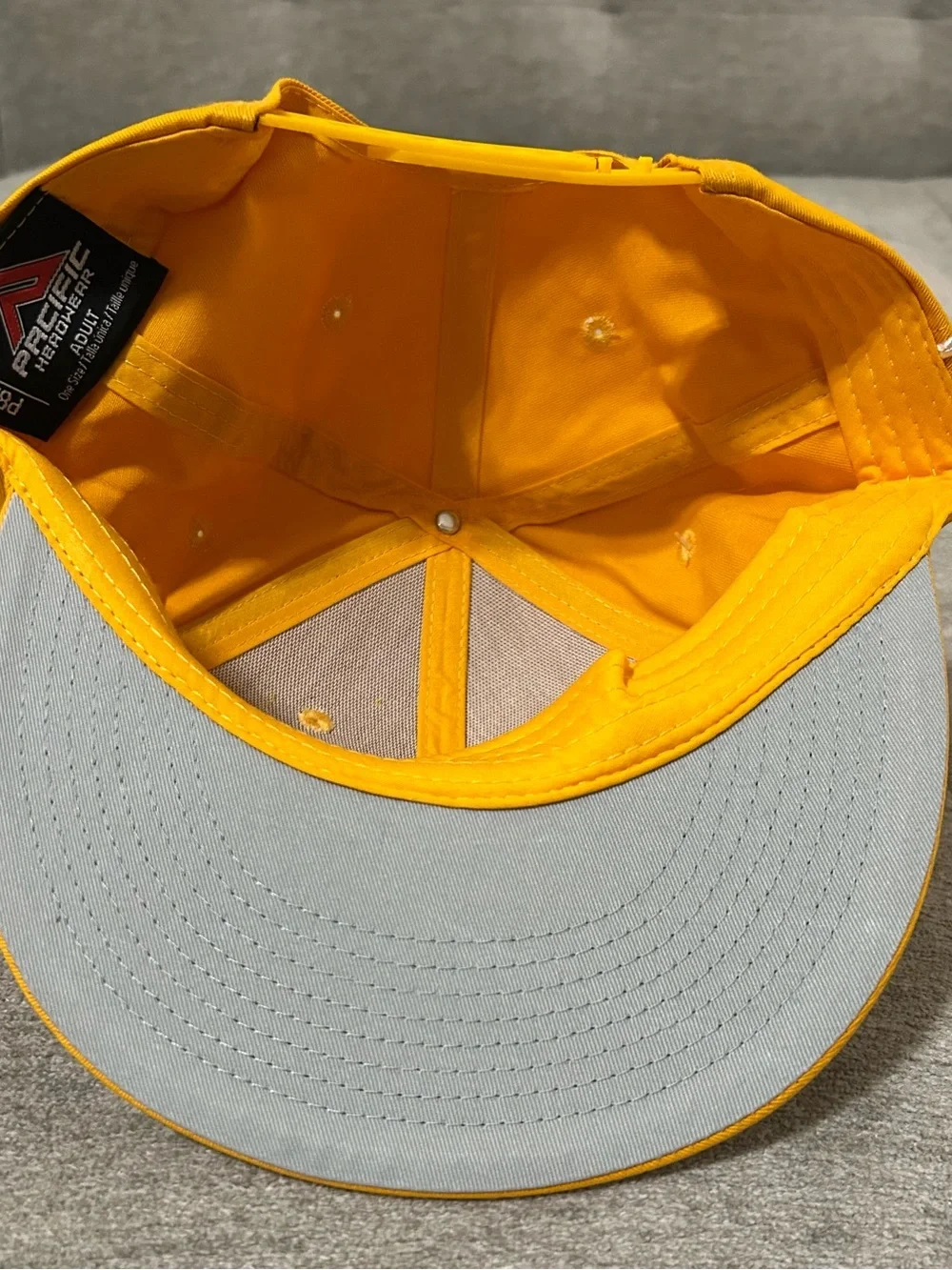 Pacific Headwear Yellow Flatbill Snapback Hat with Embroidered Logo